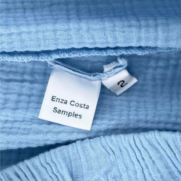 ENZA COSTA Cotton Gauze Straight Leg Jogger Pants Womens Medium Light Blue NEW - Picture 8 of 12